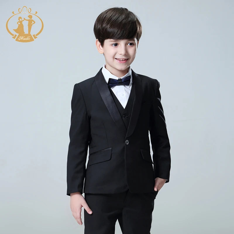 5pcs/Set Boys Suits for Weddings Kids Prom Suits Black Wedding Suits Kids Blazers Boys Clothing Set Boy Formal Classic Costume