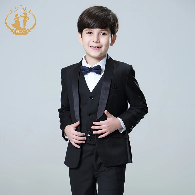 5pcs/Set Boys Suits for Weddings Kids Prom Suits Black Wedding Suits Kids Blazers Boys Clothing Set Boy Formal Classic Costume