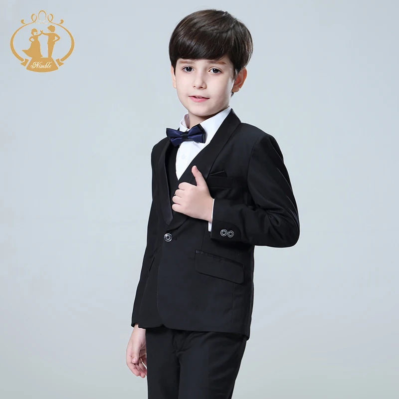 5pcs/Set Boys Suits for Weddings Kids Prom Suits Black Wedding Suits Kids Blazers Boys Clothing Set Boy Formal Classic Costume