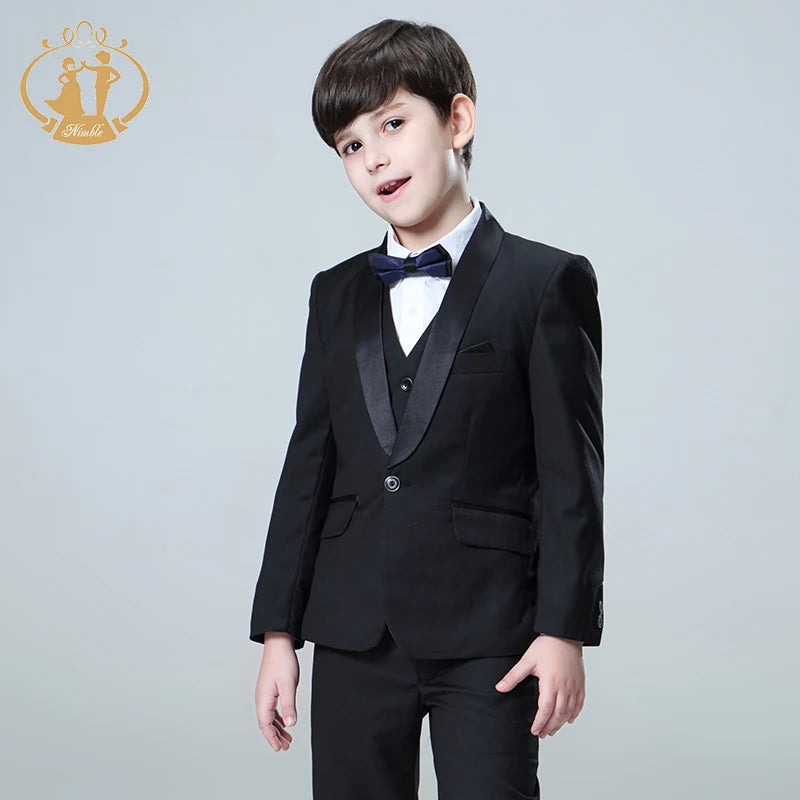 5pcs/Set Boys Suits for Weddings Kids Prom Suits Black Wedding Suits Kids Blazers Boys Clothing Set Boy Formal Classic Costume