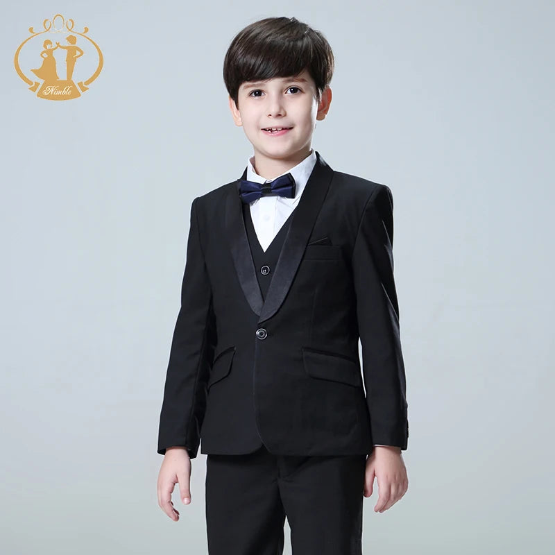 5pcs/Set Boys Suits for Weddings Kids Prom Suits Black Wedding Suits Kids Blazers Boys Clothing Set Boy Formal Classic Costume