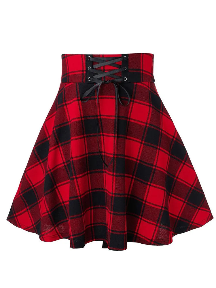 Black Checkered Women's Gothic Skirt Women Pleated Plaid Skirts Spring Autumn Girl Hip Hop Female Punk Goth Mini Skirt Clubwear