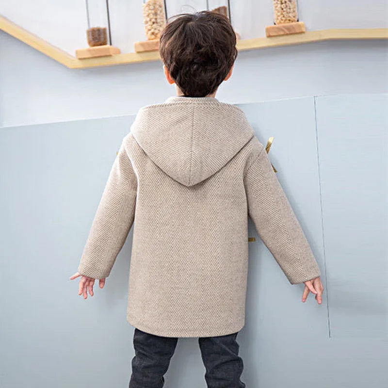 Winter Woolen Jacket For Boy New 2023 Korean Version Fashion Thickening Handsome Mid-Length Keep Warm Casual Children's Clothing