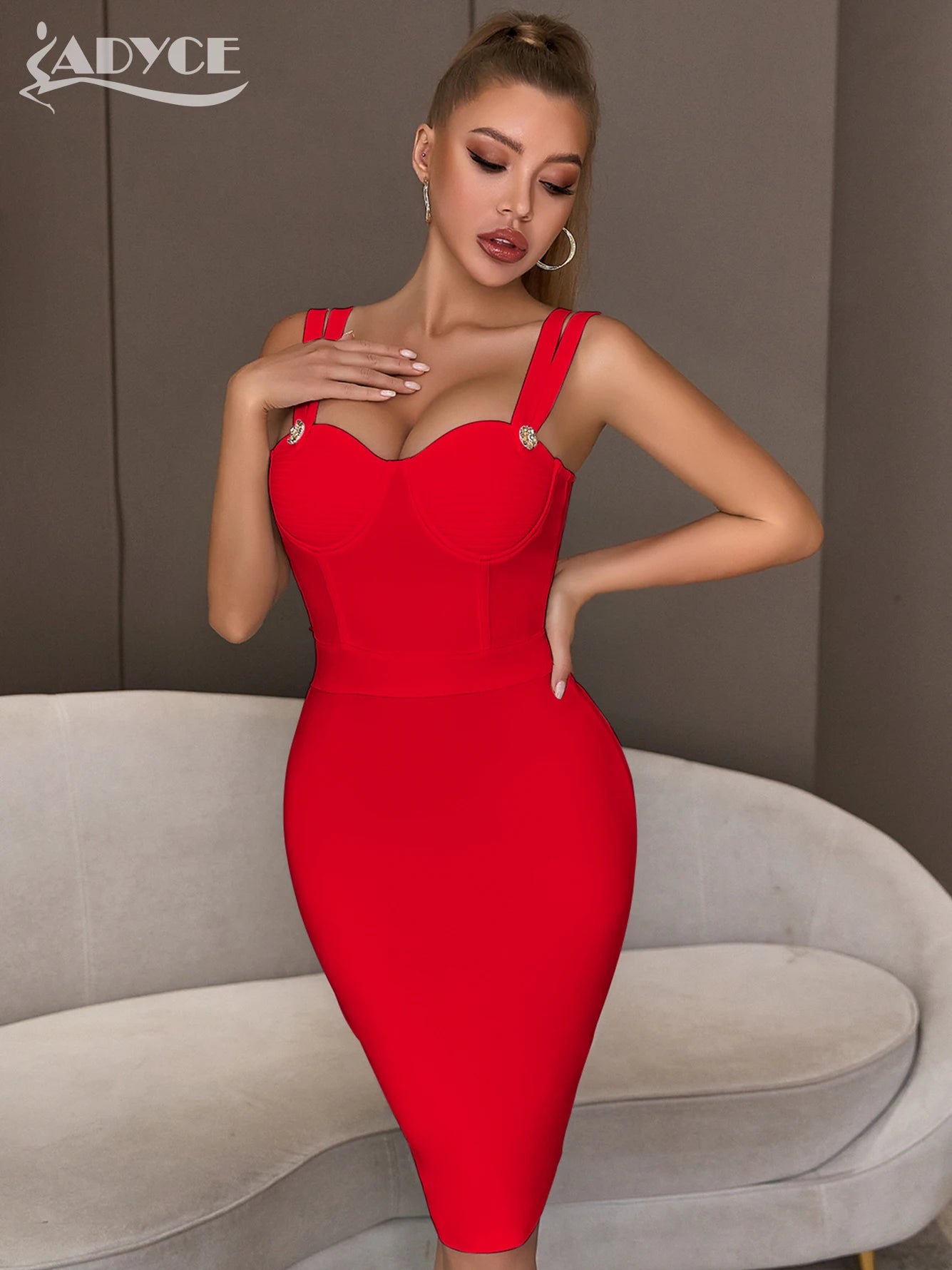 Adyce 2024 New Summer Green Bandage Dress Women Sexy Sleeveless Spaghetti Strap Red Club Celebrity Evening Party Dress Vestidos